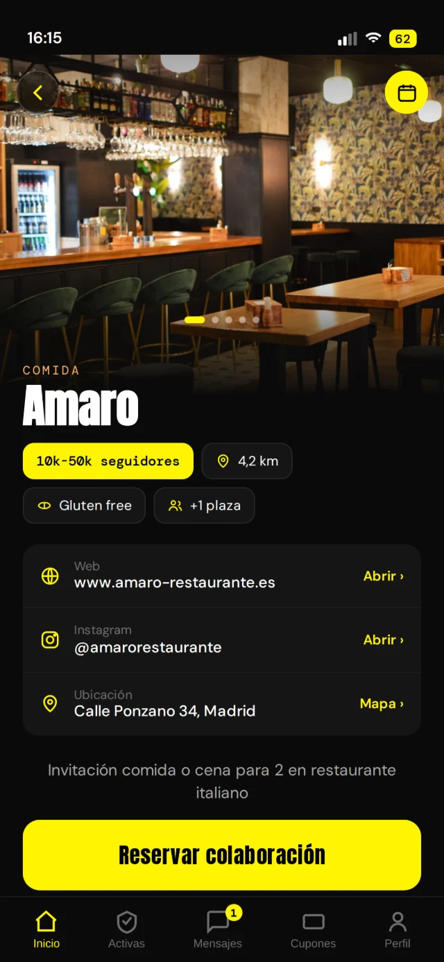 Reserva de una colaboración en la app de VIVIO