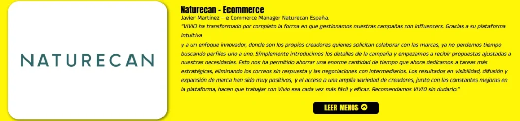 gestión de campañas influencers ecommerce con Vivio